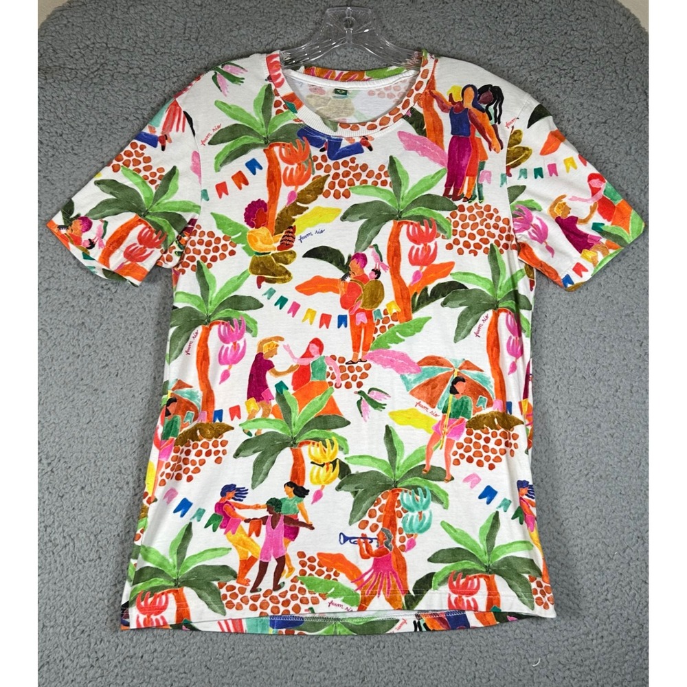 Farm Rio Womens Top M Tropical Festival Graphic Print T-Shirt Crew Neck Brazil